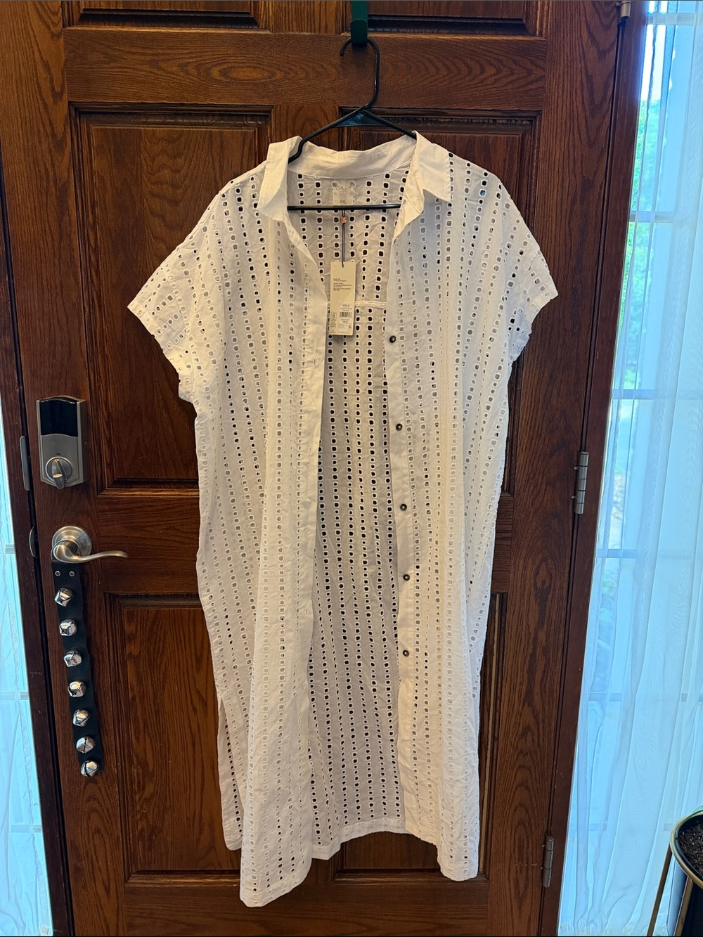 Calia White Eyelet Button-Front Shirt coverup